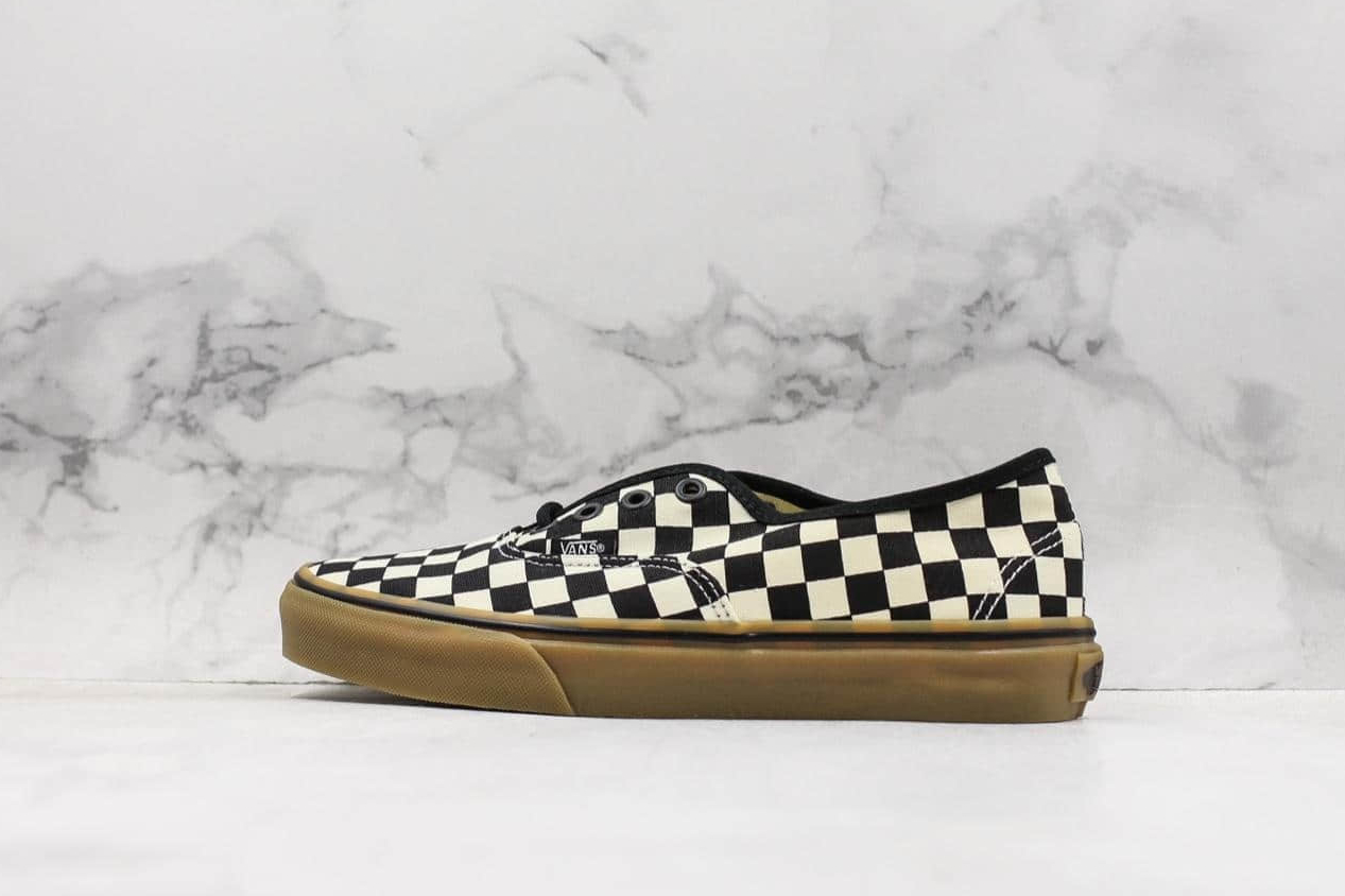 Vans Authentic Checkerboard Black Gum VN0004MKIBB - Trendy Classic Skate Shoes