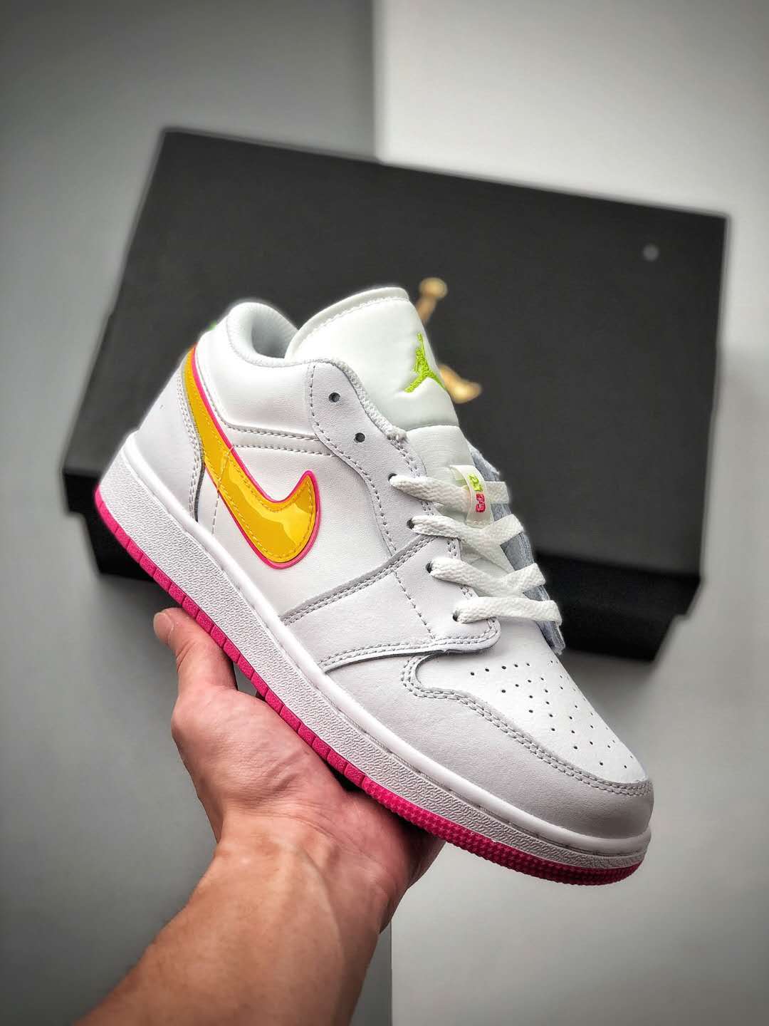 Air Jordan 1 Low GS White Pink Yellow CU4610-100 | Stylish and Vibrant Girls' Sneakers