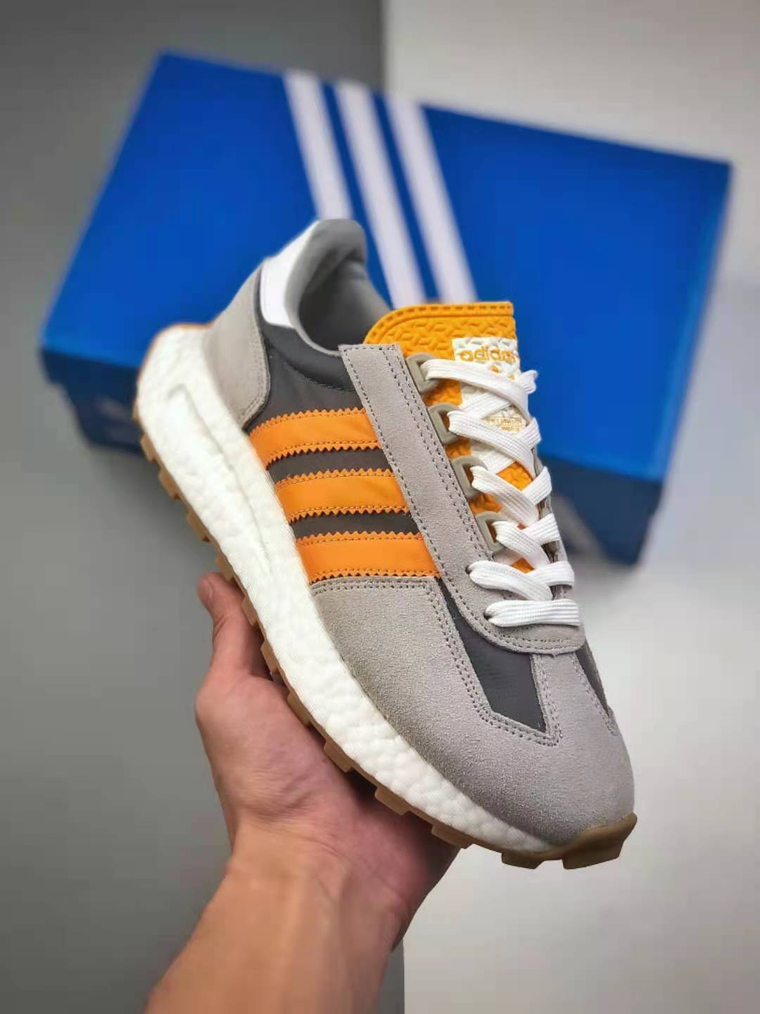 Adidas Racing 1 Boost Prototype Grey Orange Cloud White Q47354 - Stylish Performance Sneakers