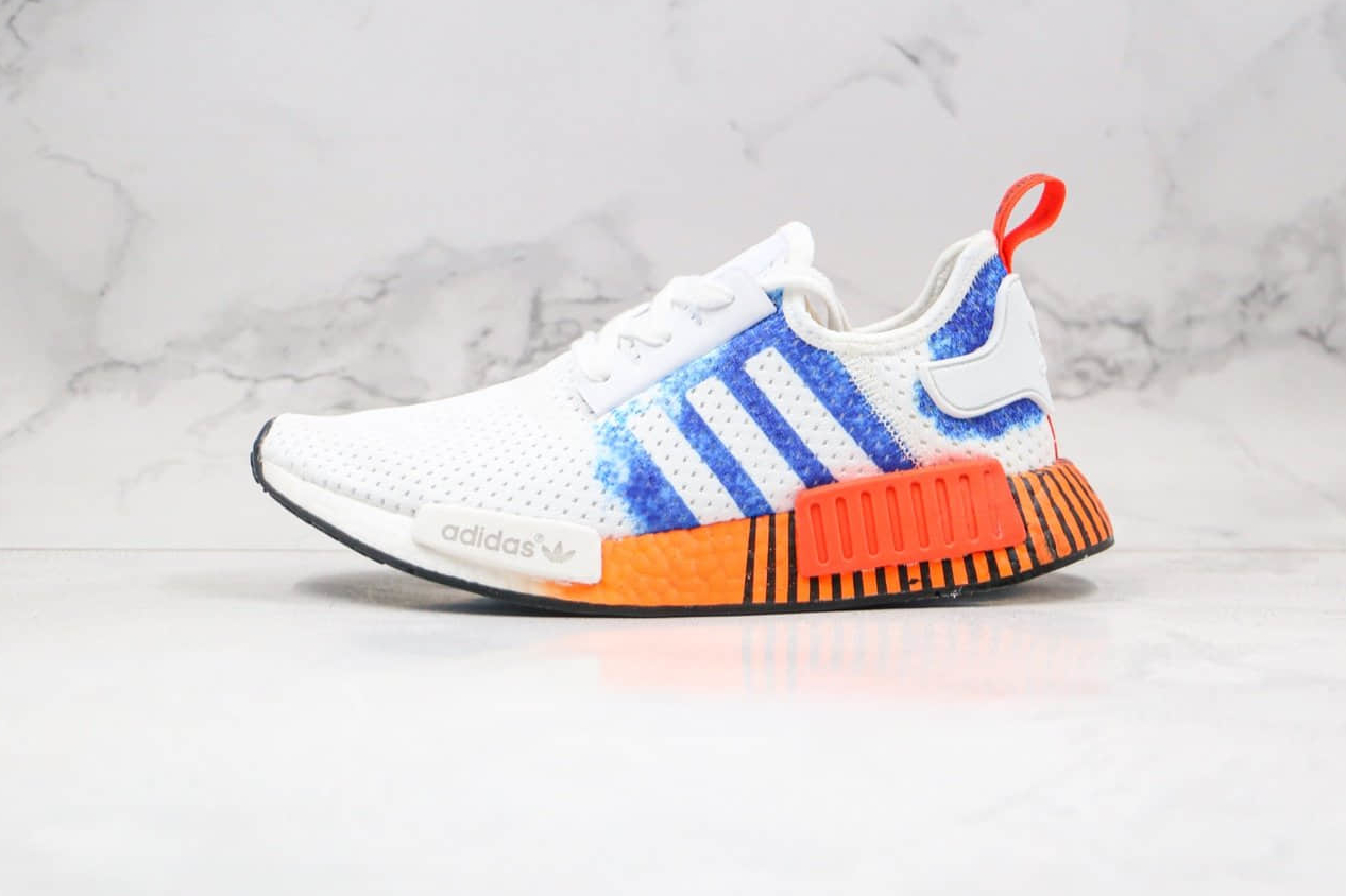 Adidas Originals NMD R1 V2 Cloud White Blue Orange FV5886 | Trendy Sneakers for Men