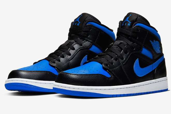 Air Jordan 1 Mid Black Hyper Royal 554724-068 - Sleek & Stylish Sneakers for the Ultimate Fashion Statement