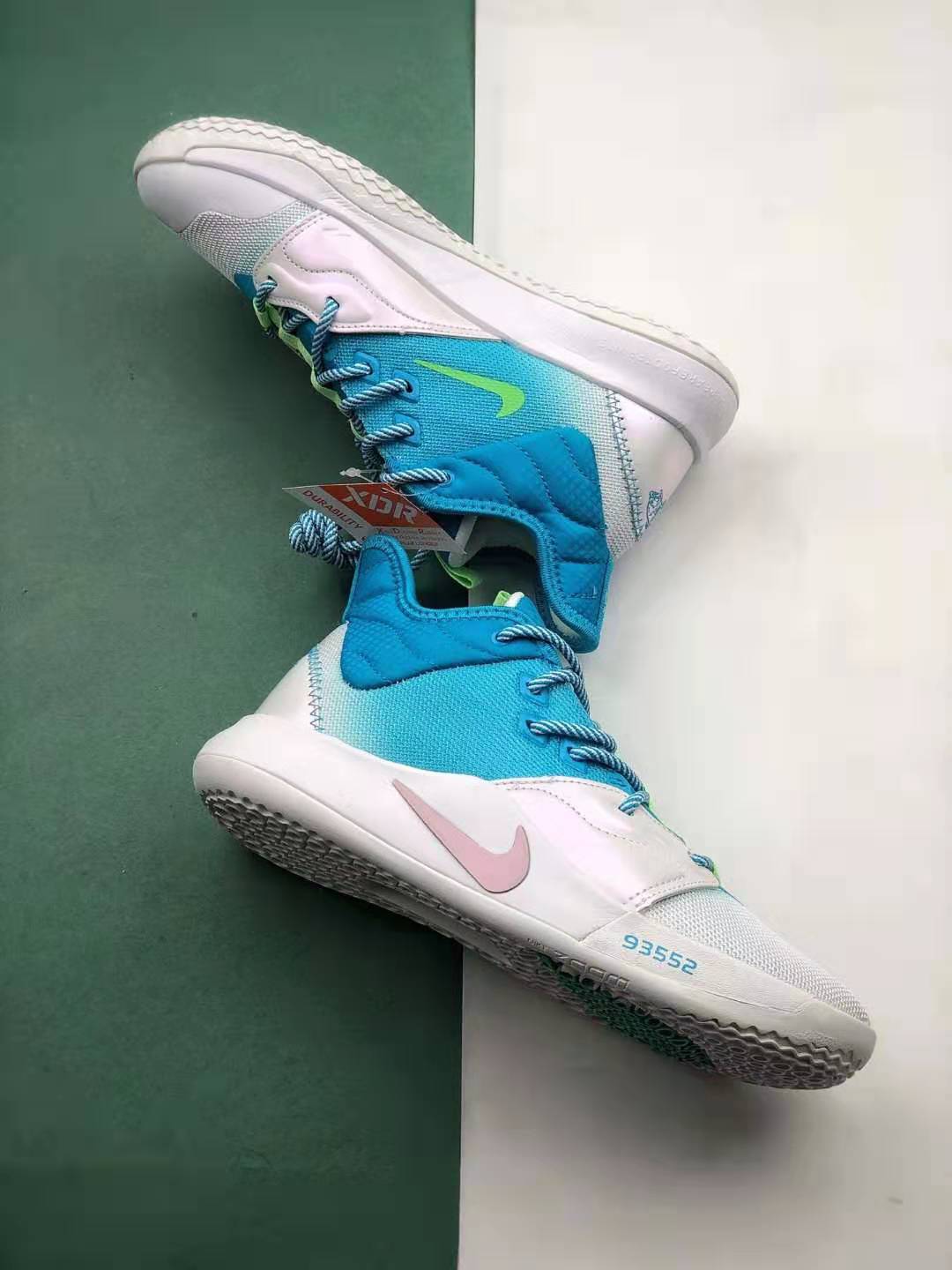 Nike PG 3 Lure Mid Tops | Lightweight Blue White Gradient | Non-Slip AO2608-005 Nike PG 3 Lure Mid Tops | Lightweight Blue White Gradient | Non-Slip AO2608-005
