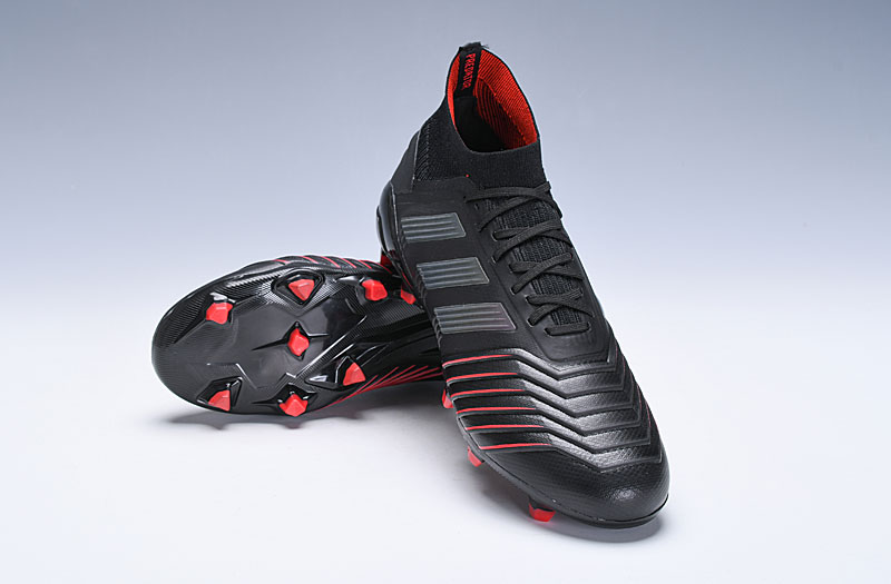 Adidas Predator 19.1 FG Black Active Red Soccer Cleats Adidas Predator 19.1 FG Black Active Red Soccer Cleats
