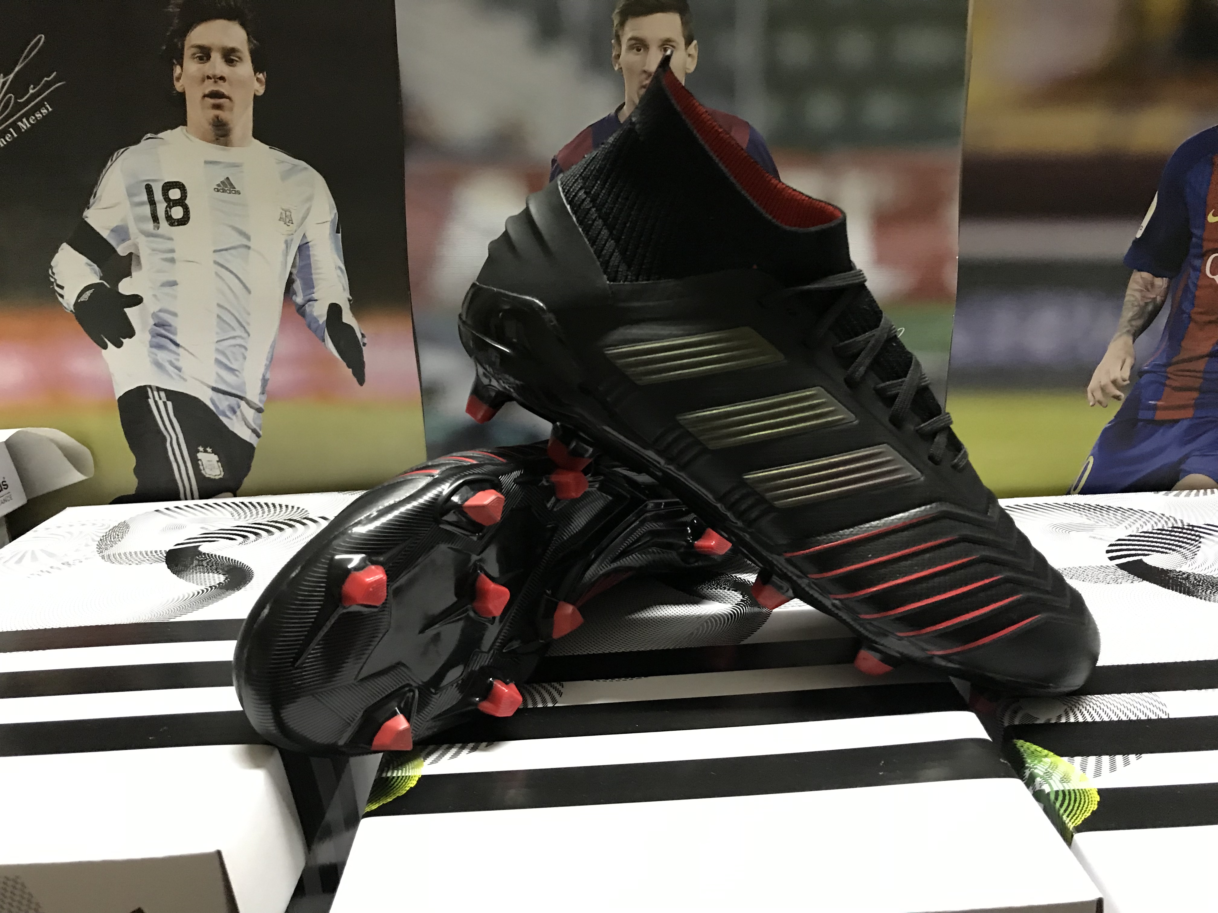 Adidas Predator 19.1 FG Black Active Red Soccer Cleats Adidas Predator 19.1 FG Black Active Red Soccer Cleats