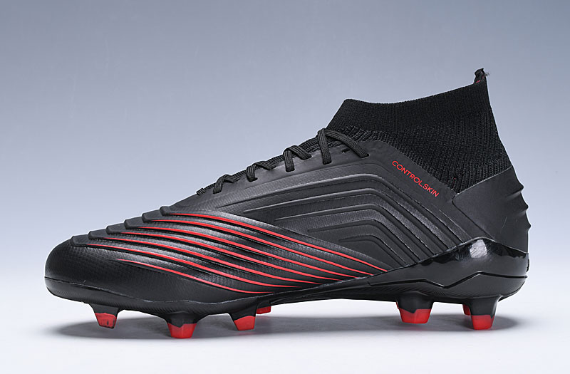 Adidas Predator 19.1 FG Black Active Red Soccer Cleats Adidas Predator 19.1 FG Black Active Red Soccer Cleats