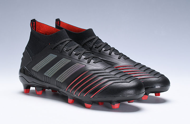 Adidas Predator 19.1 FG Black Active Red Soccer Cleats Adidas Predator 19.1 FG Black Active Red Soccer Cleats