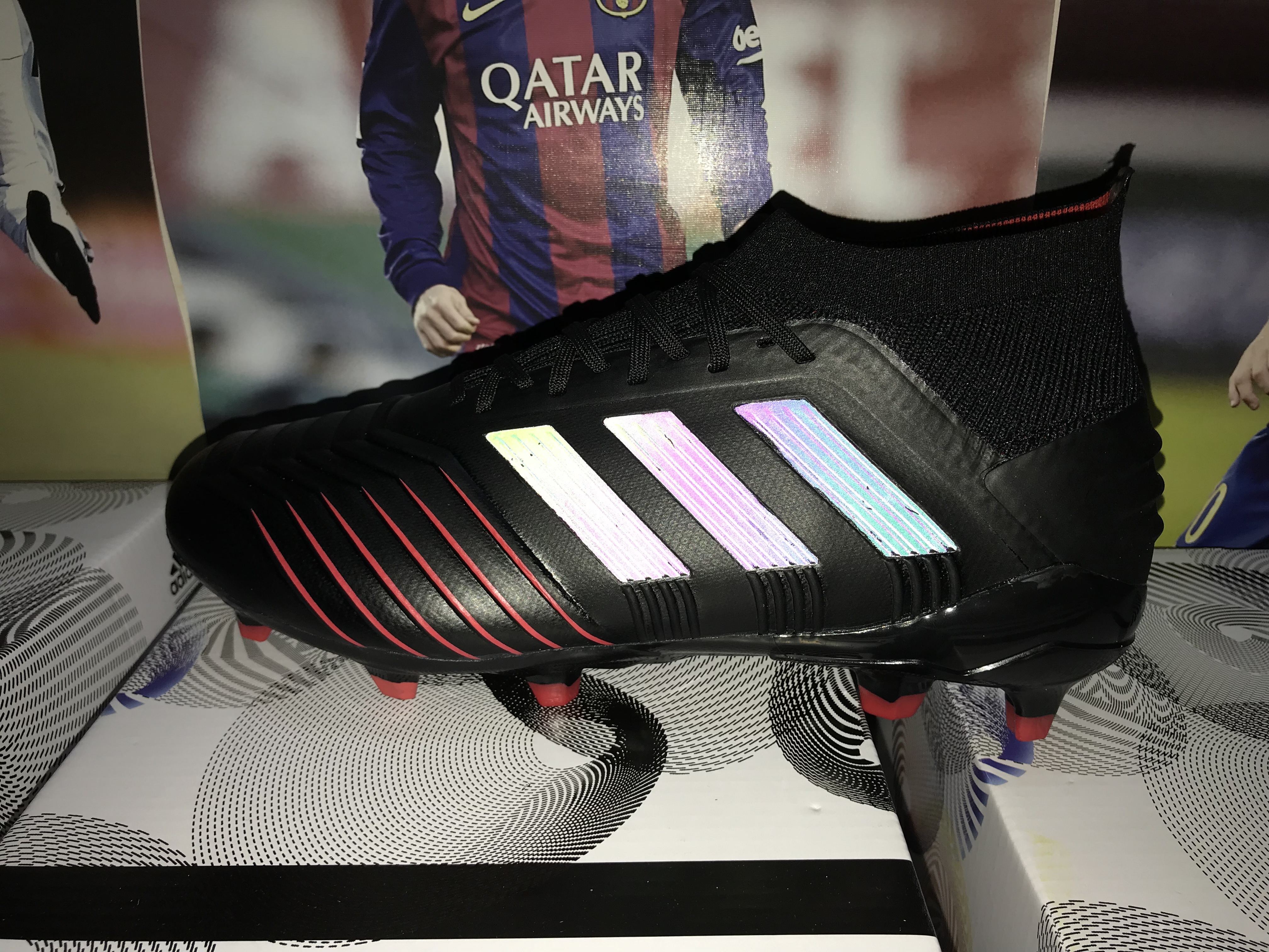 Adidas Predator 19.1 FG Black Active Red Soccer Cleats Adidas Predator 19.1 FG Black Active Red Soccer Cleats