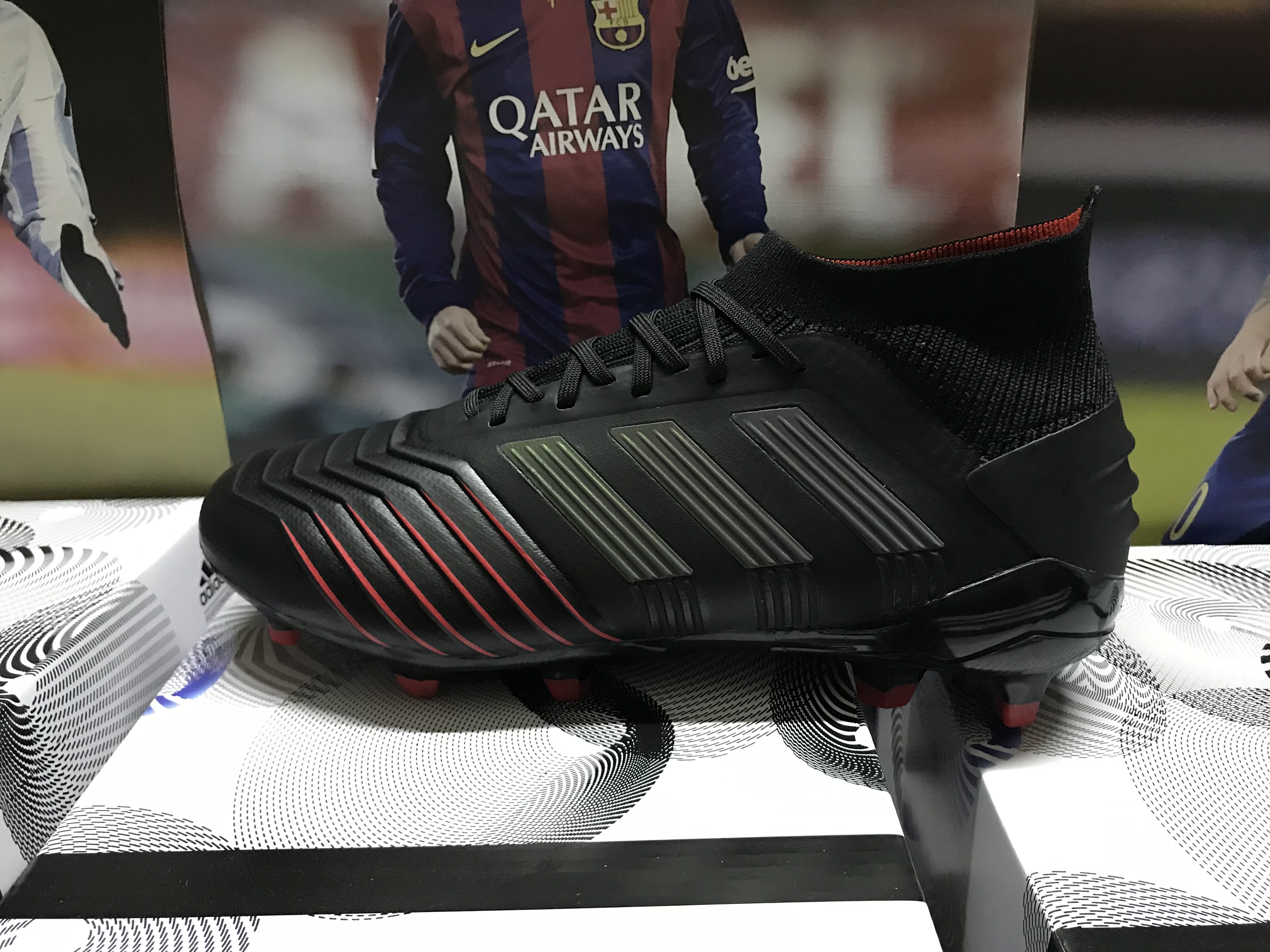 Adidas Predator 19.1 FG Black Active Red Soccer Cleats Adidas Predator 19.1 FG Black Active Red Soccer Cleats