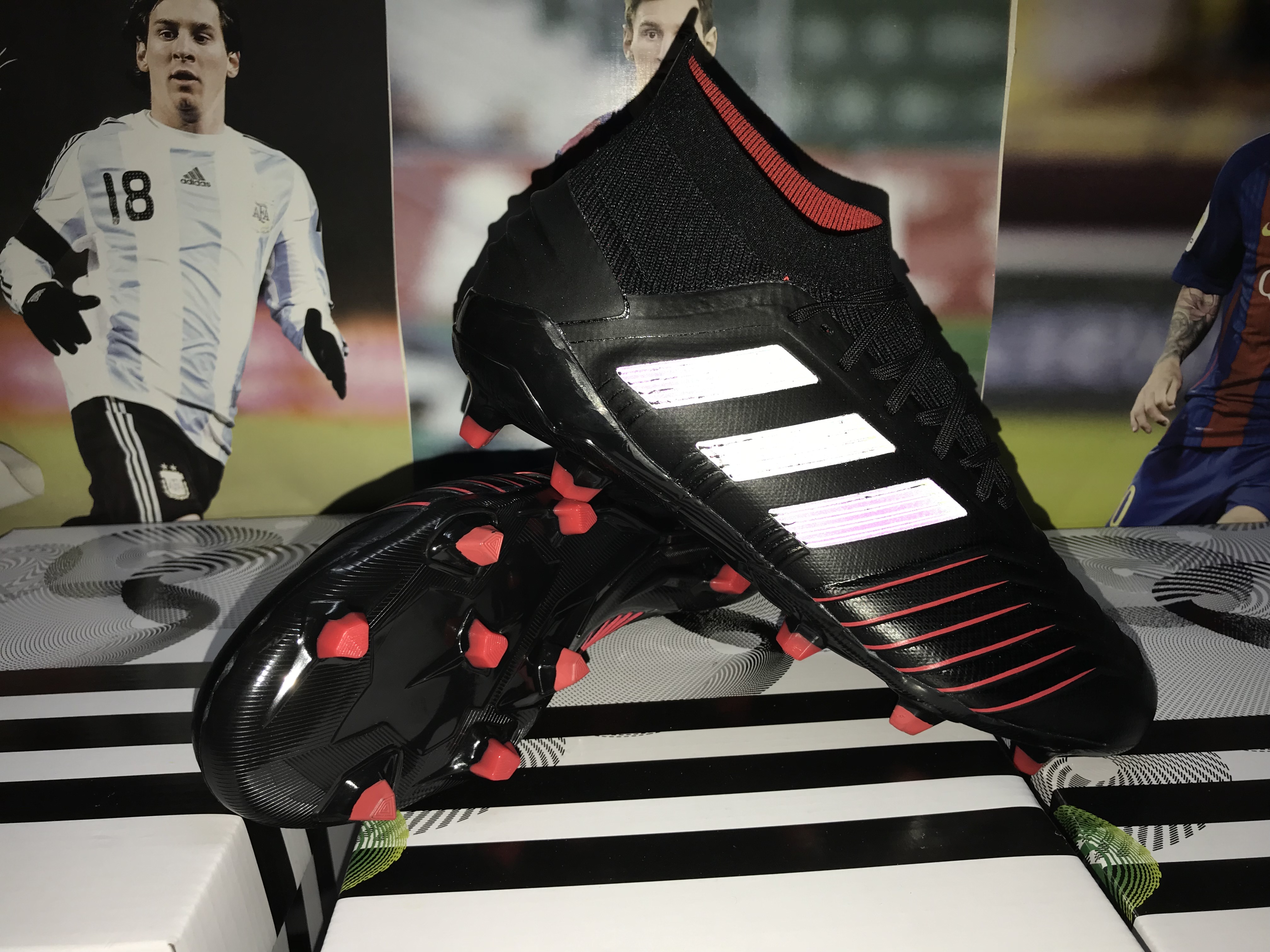 Adidas Predator 19.1 FG Black Active Red Soccer Cleats Adidas Predator 19.1 FG Black Active Red Soccer Cleats