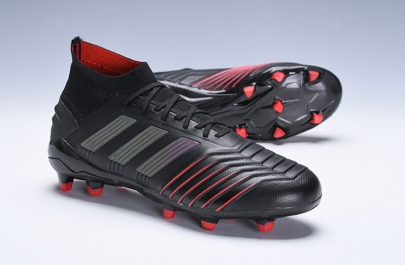 Adidas Predator 19.1 FG Black Active Red Soccer Cleats Adidas Predator 19.1 FG Black Active Red Soccer Cleats