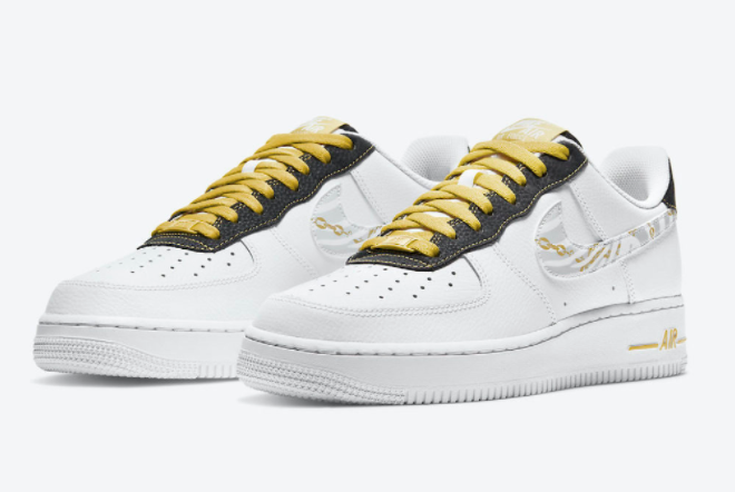Nike Air Force 1 Low Reflective Zebra Swooshes Gold Links DH5284-100 - Shop Now! Nike Air Force 1 Low Reflective Zebra Swooshes Gold Links DH5284-100 - Shop Now!