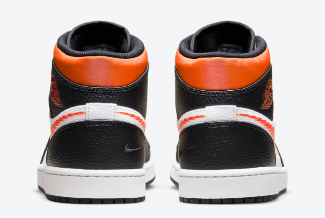 Air Jordan 1 Mid Zig-Zag Sneakers: Black/White-Orange DN4929-100 Air Jordan 1 Mid Zig-Zag Sneakers: Black/White-Orange DN4929-100