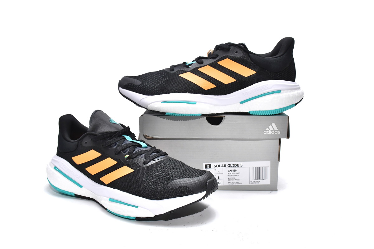 Adidas Solarglide 5 Black Flash Orange Mint Rush GX5469 - Lightweight Performance Running Shoes Adidas Solarglide 5 Black Flash Orange Mint Rush GX5469 - Lightweight Performance Running Shoes