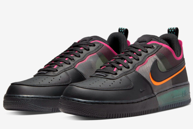 Nike Air Force 1 React Black Neon Shoes: Bold Black/Orange/Pink Prime (DH7615-001) Nike Air Force 1 React Black Neon Shoes: Bold Black/Orange/Pink Prime (DH7615-001)