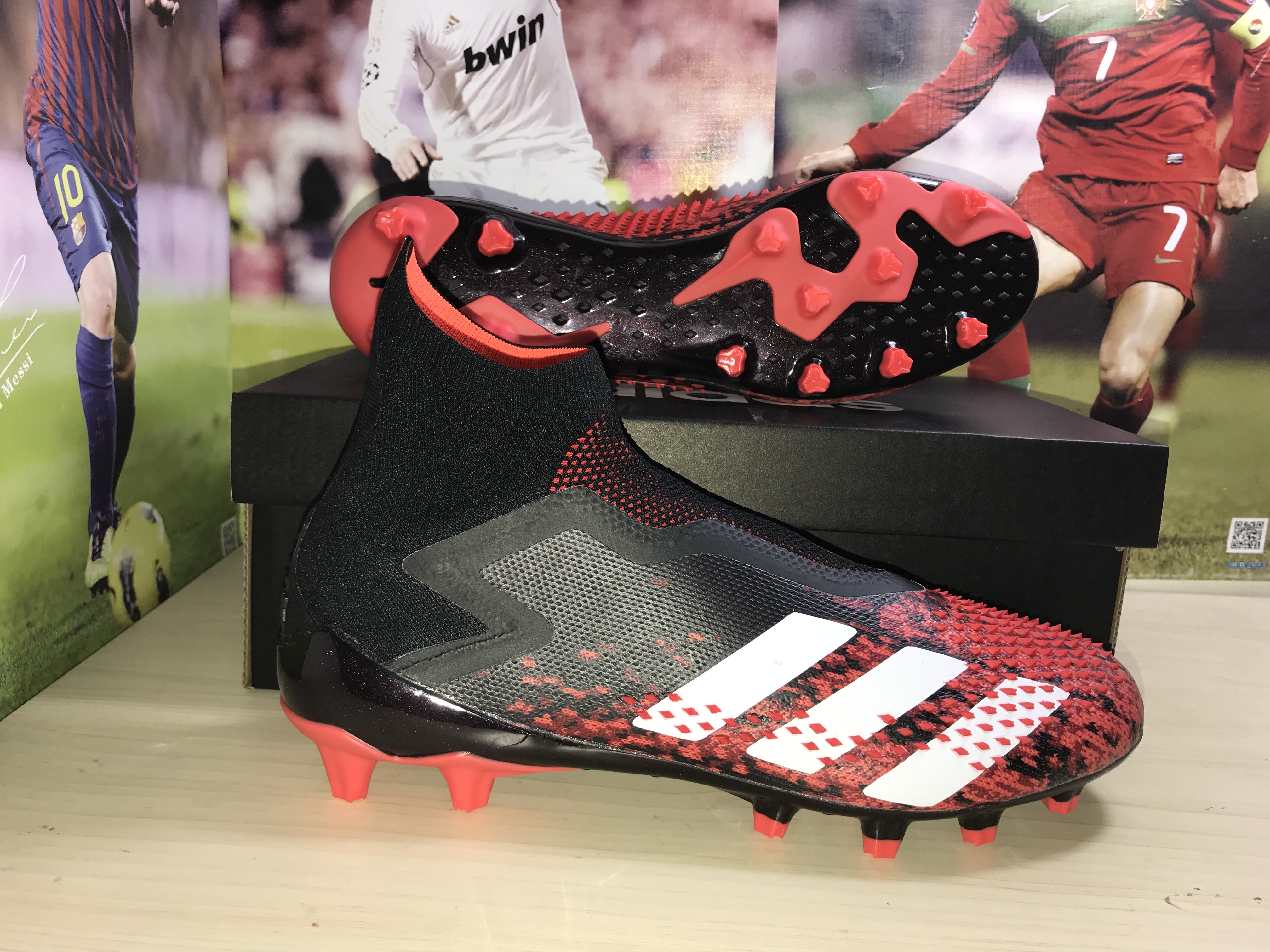 Adidas Predator Mutator 20+ Ag Black White Red Football Shoes - FV3193