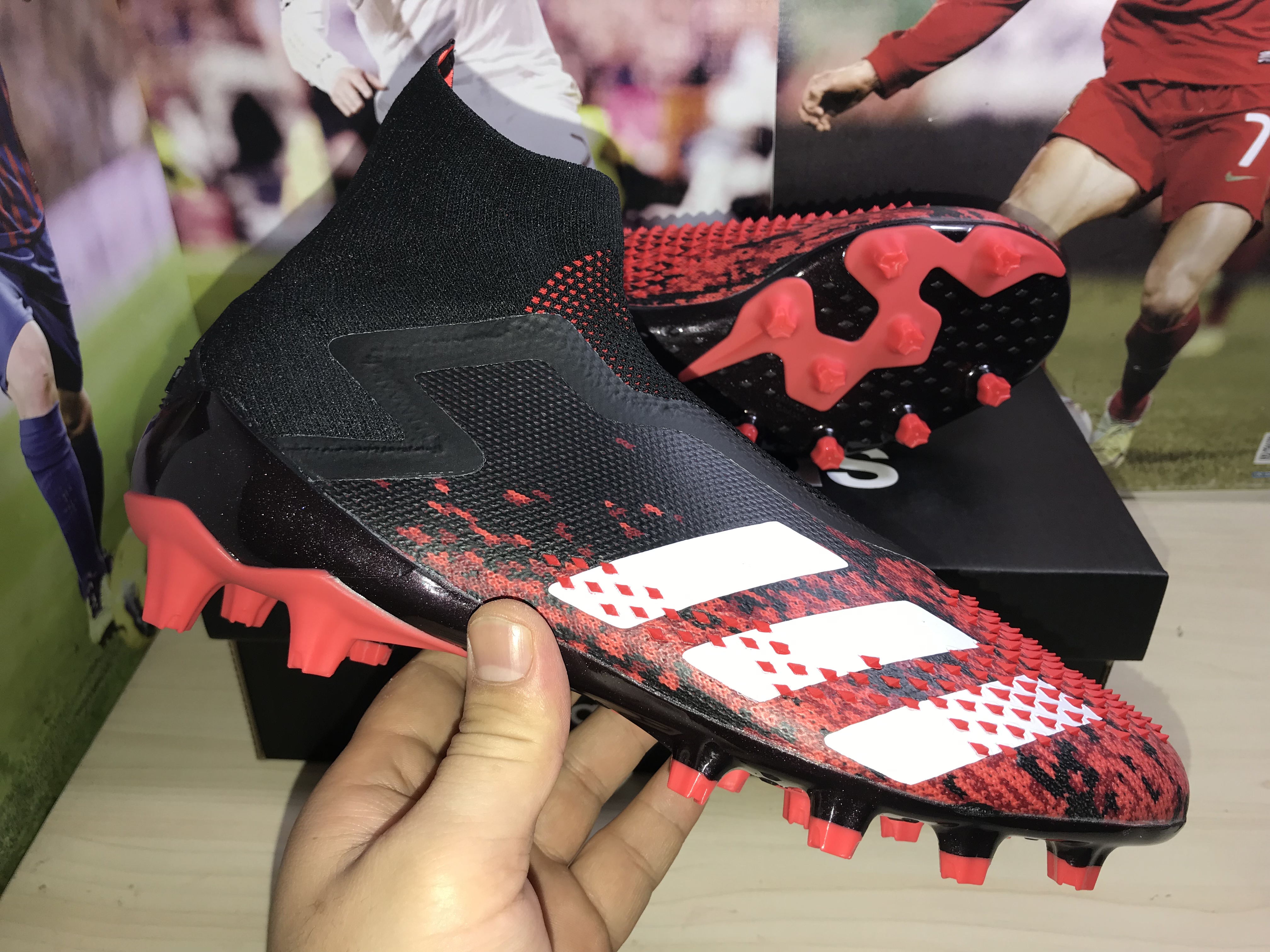 Adidas Predator Mutator 20+ Ag Black White Red Football Shoes - FV3193