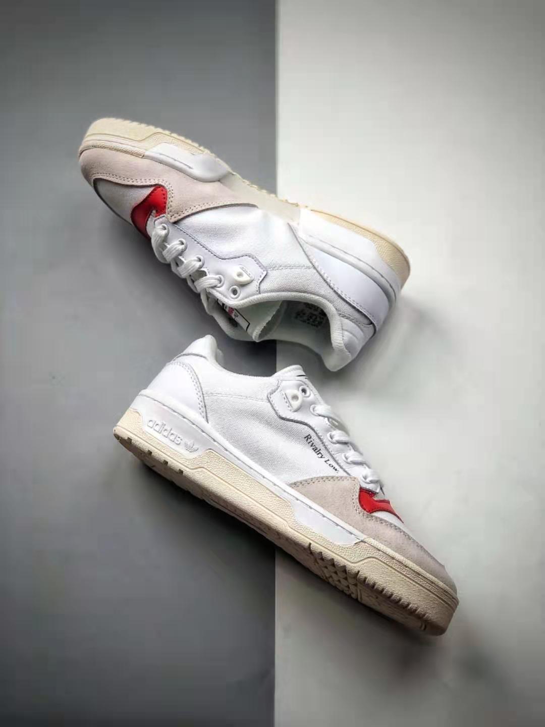 Adidas Rivalry Low Canvas Hoops Core White/Glory Red EF6418 - Stylish and Classic Men's Shoes
