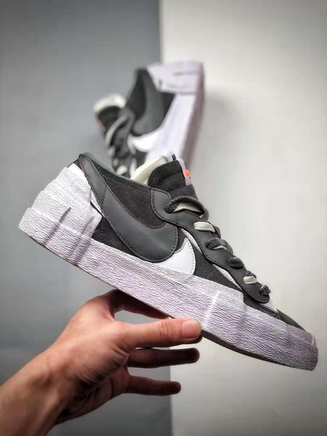 Sacai x Nike SB Blazer Low Iron Grey White Black - DD1877-002 | Authentic Collaboration Sneakers