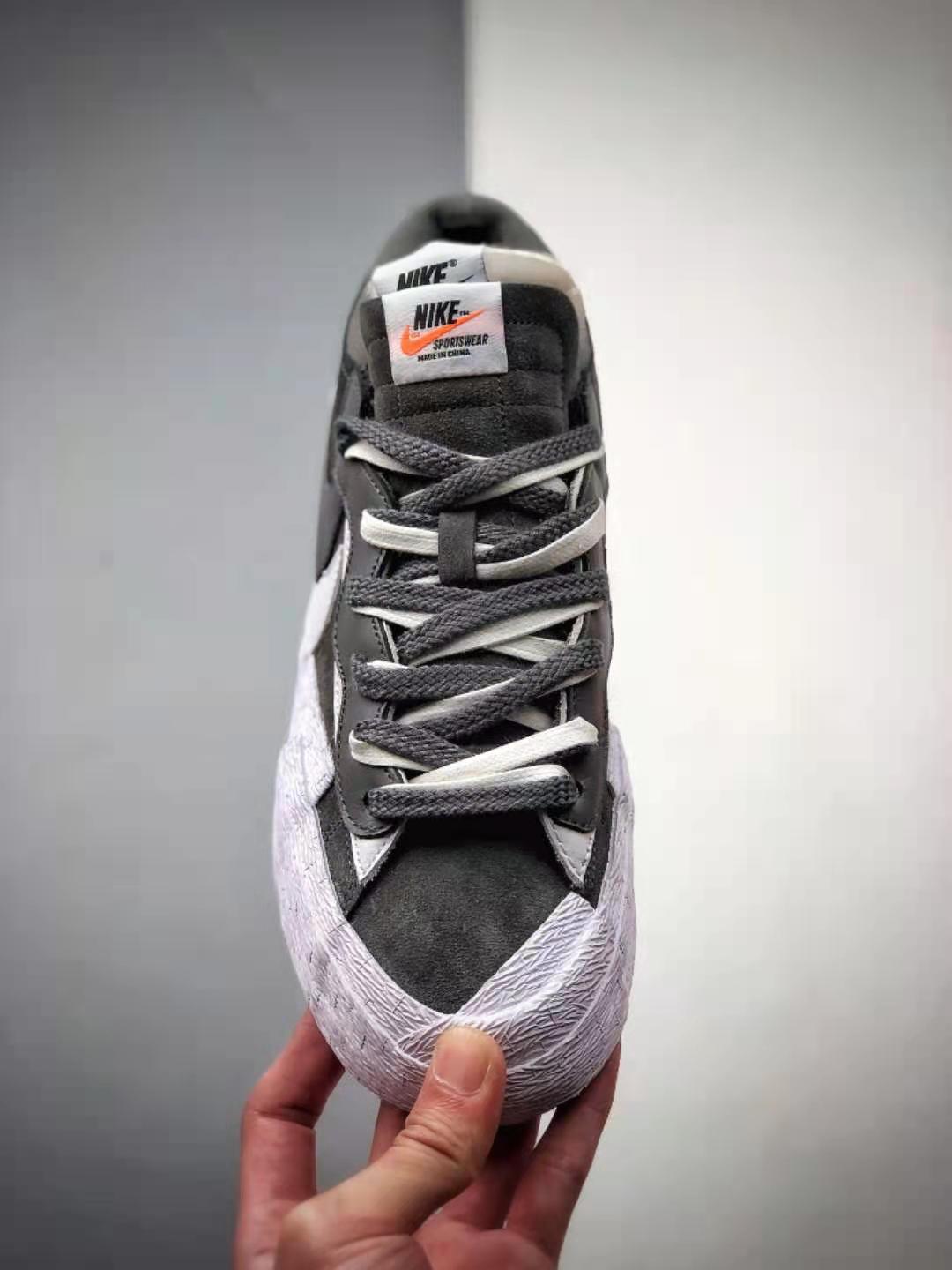 Sacai x Nike SB Blazer Low Iron Grey White Black - DD1877-002 | Authentic Collaboration Sneakers