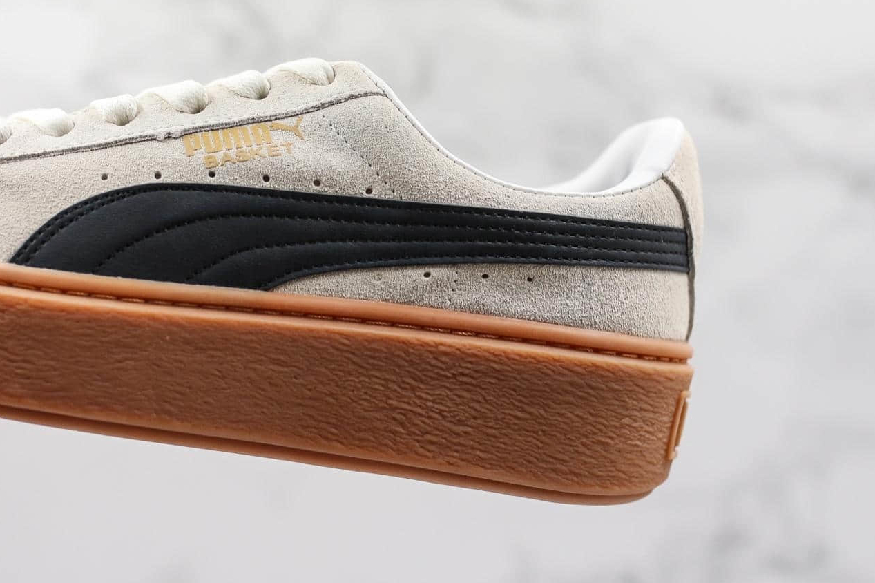 Puma Suede Platform Core in Whisper White & Black, 363559-01