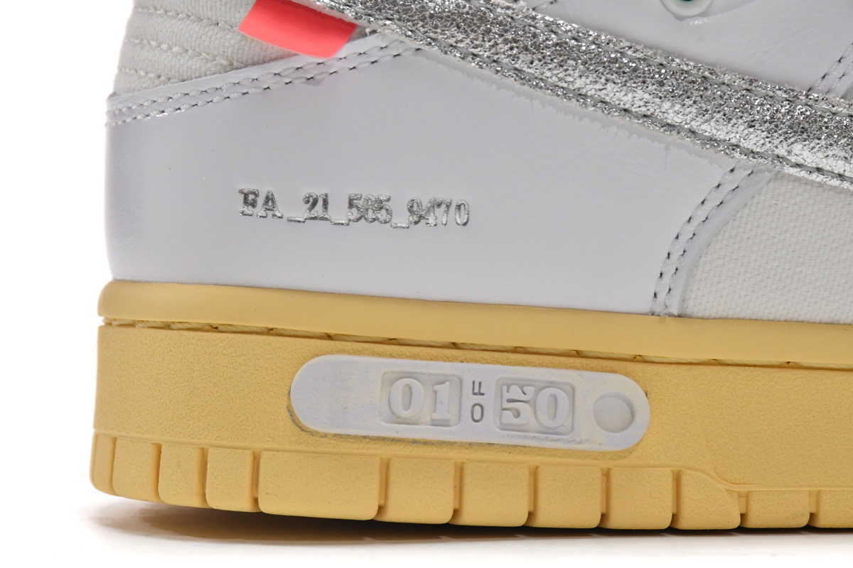 Off-White x Nike SB Dunk Low White Silver Yellow DM1602-127 – Limited Edition Designer Sneakers