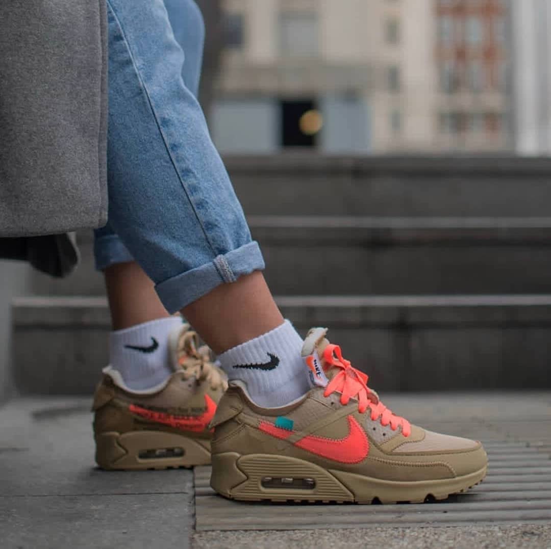 Nike OFF-WHITE X Nike Air Max 90 'Desert Ore' AA7293-200 | Limited Edition Collaboration | Shop Now