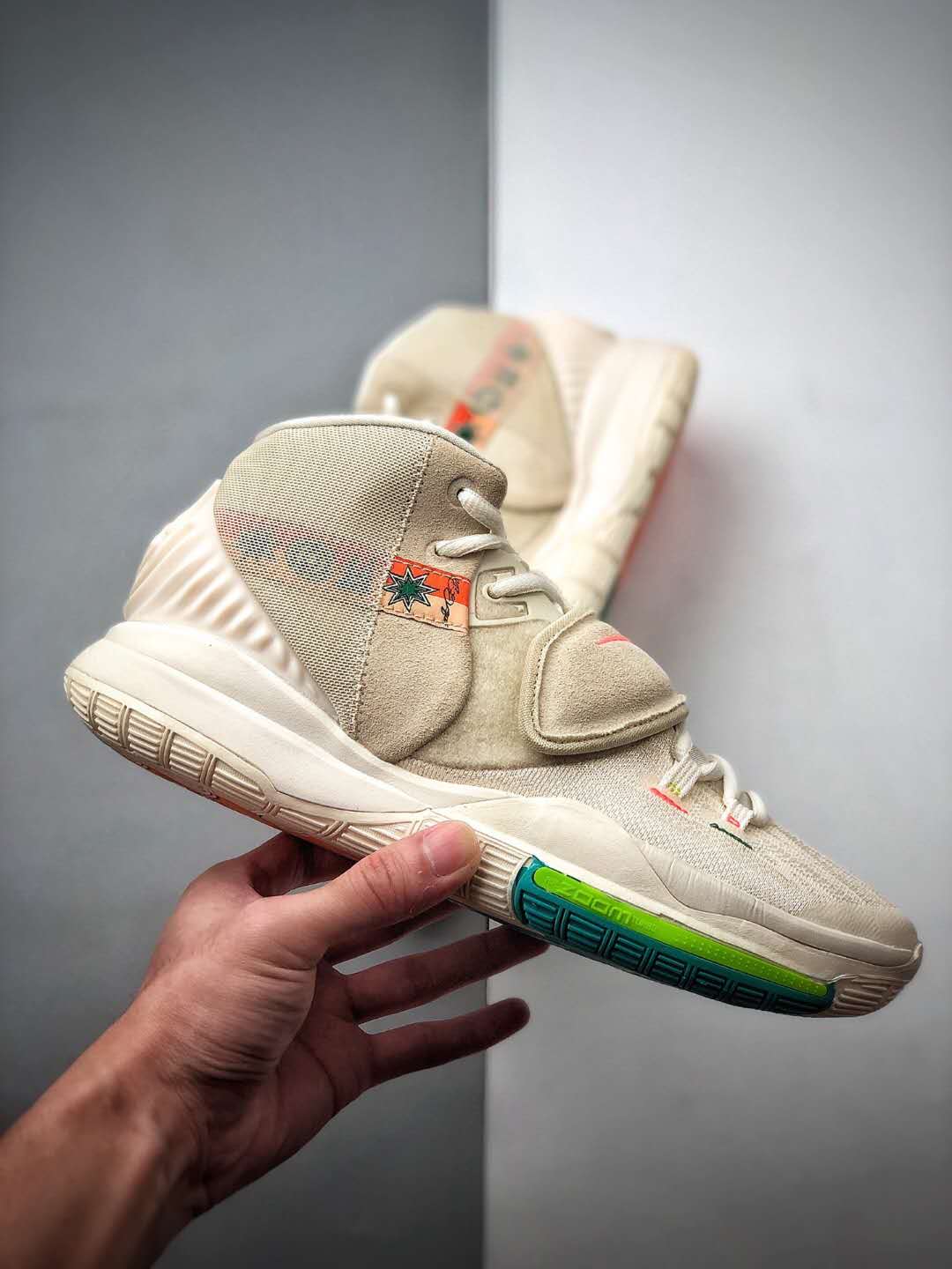 Nike Kyrie 6 Beige Cream Bright Crimson Green Yellow Irving Basketball Shoes CD5031-101 Nike Kyrie 6 Beige Cream Bright Crimson Green Yellow Irving Basketball Shoes CD5031-101