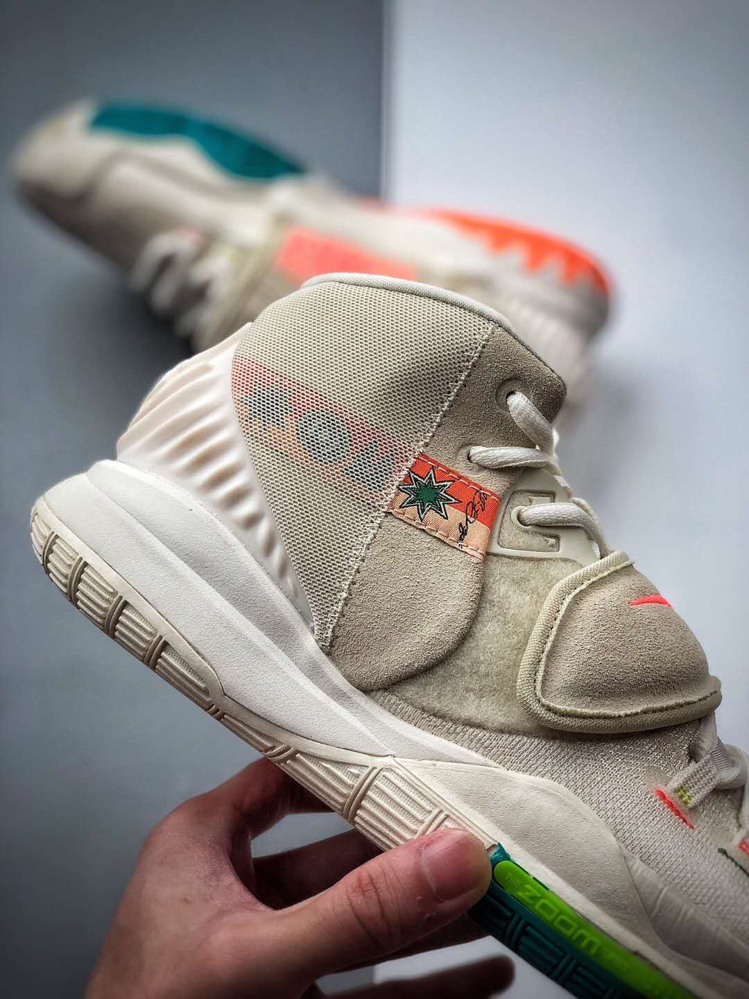 Nike Kyrie 6 Beige Cream Bright Crimson Green Yellow Irving Basketball Shoes CD5031-101 Nike Kyrie 6 Beige Cream Bright Crimson Green Yellow Irving Basketball Shoes CD5031-101