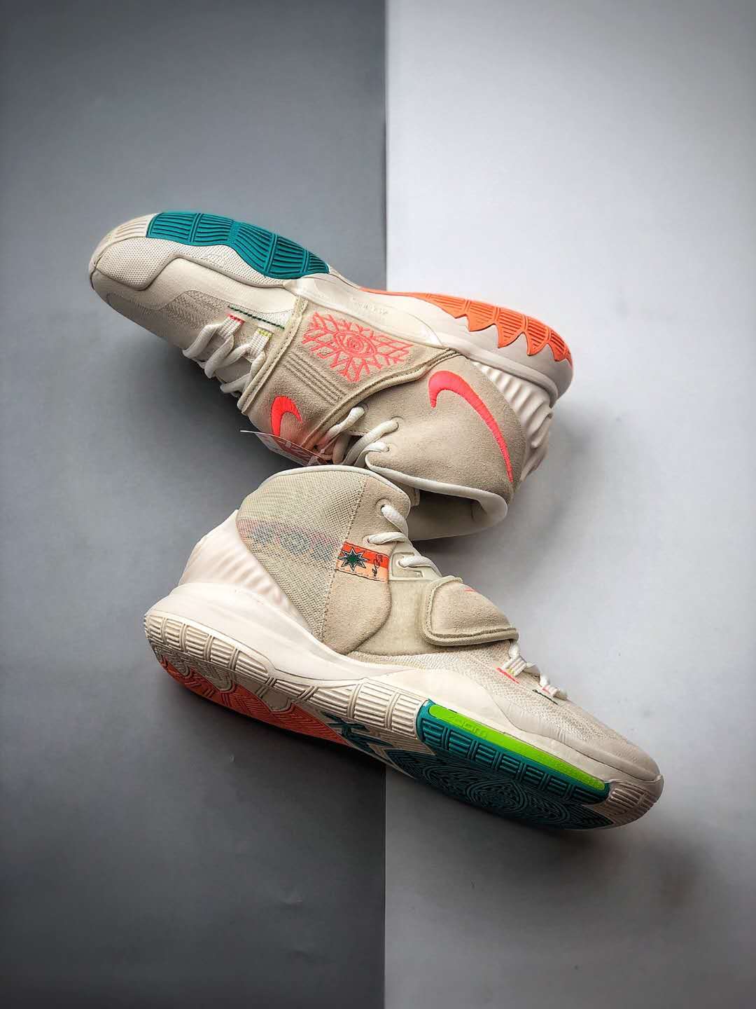 Nike Kyrie 6 Beige Cream Bright Crimson Green Yellow Irving Basketball Shoes CD5031-101 Nike Kyrie 6 Beige Cream Bright Crimson Green Yellow Irving Basketball Shoes CD5031-101