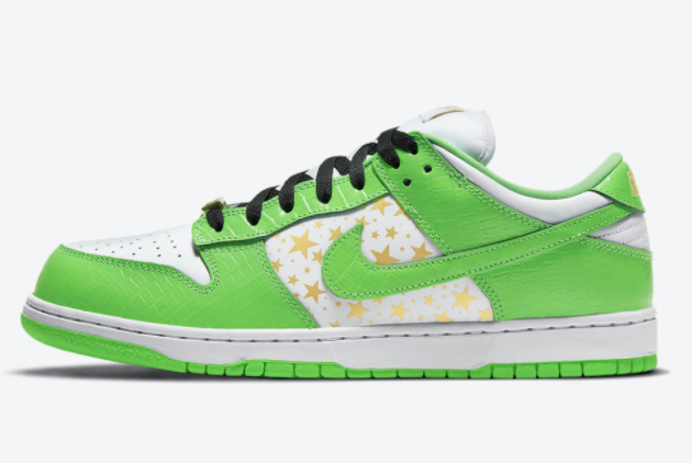 Supreme x Nike SB Dunk Low White/Metallic Gold-Mean Green DH3228-101