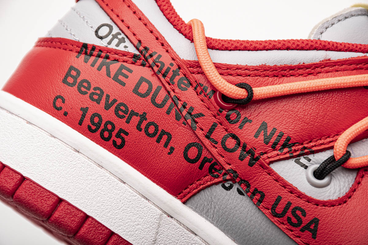 Off-White x Nike SB Dunk Low Red Wolf Grey | CT0856-600