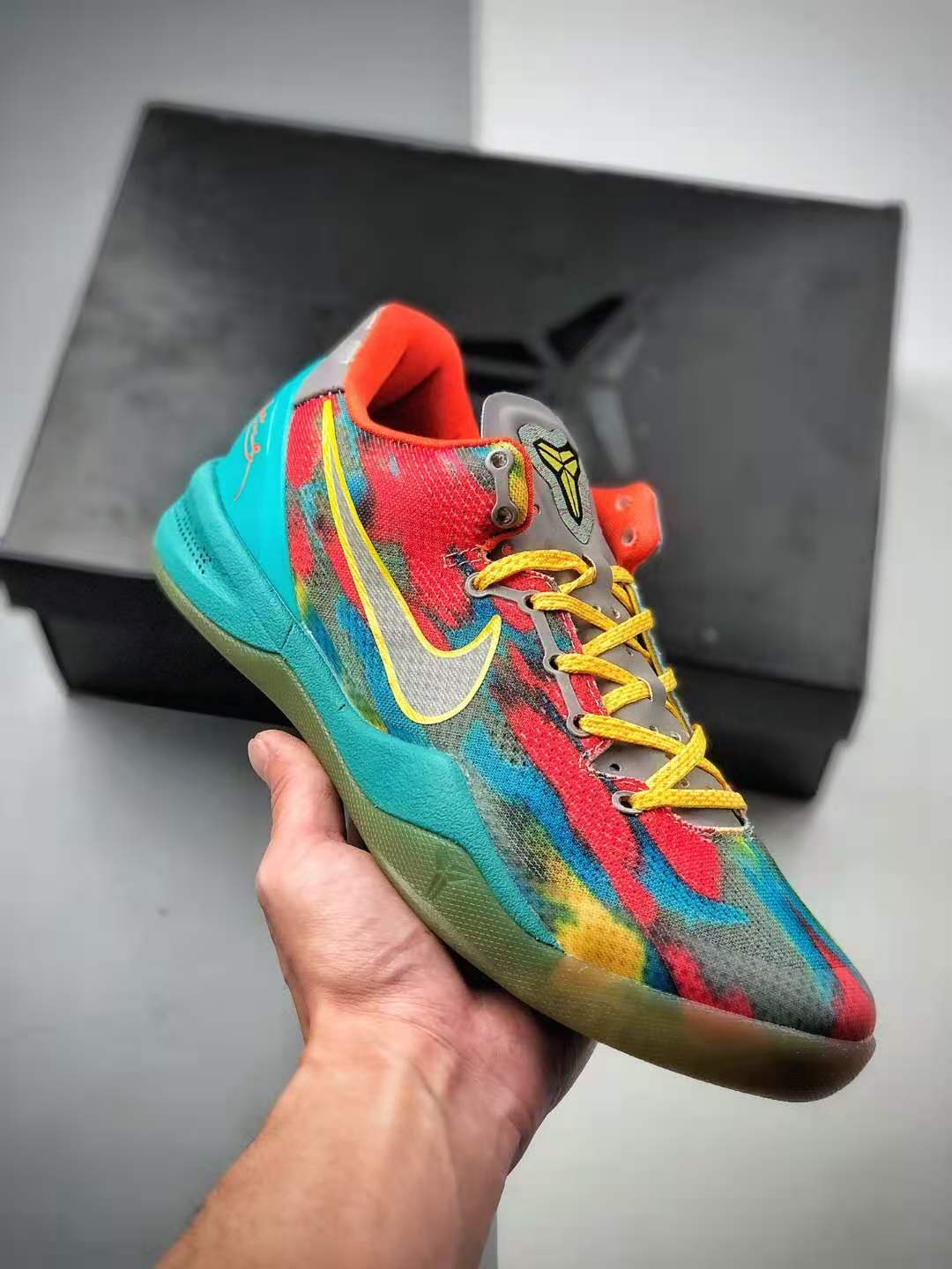 Nike Zoom Kobe 8 System GC Venice Beach Orange Blue Multi-Color 555286-002 - Stylish and vibrant basketball shoes.
