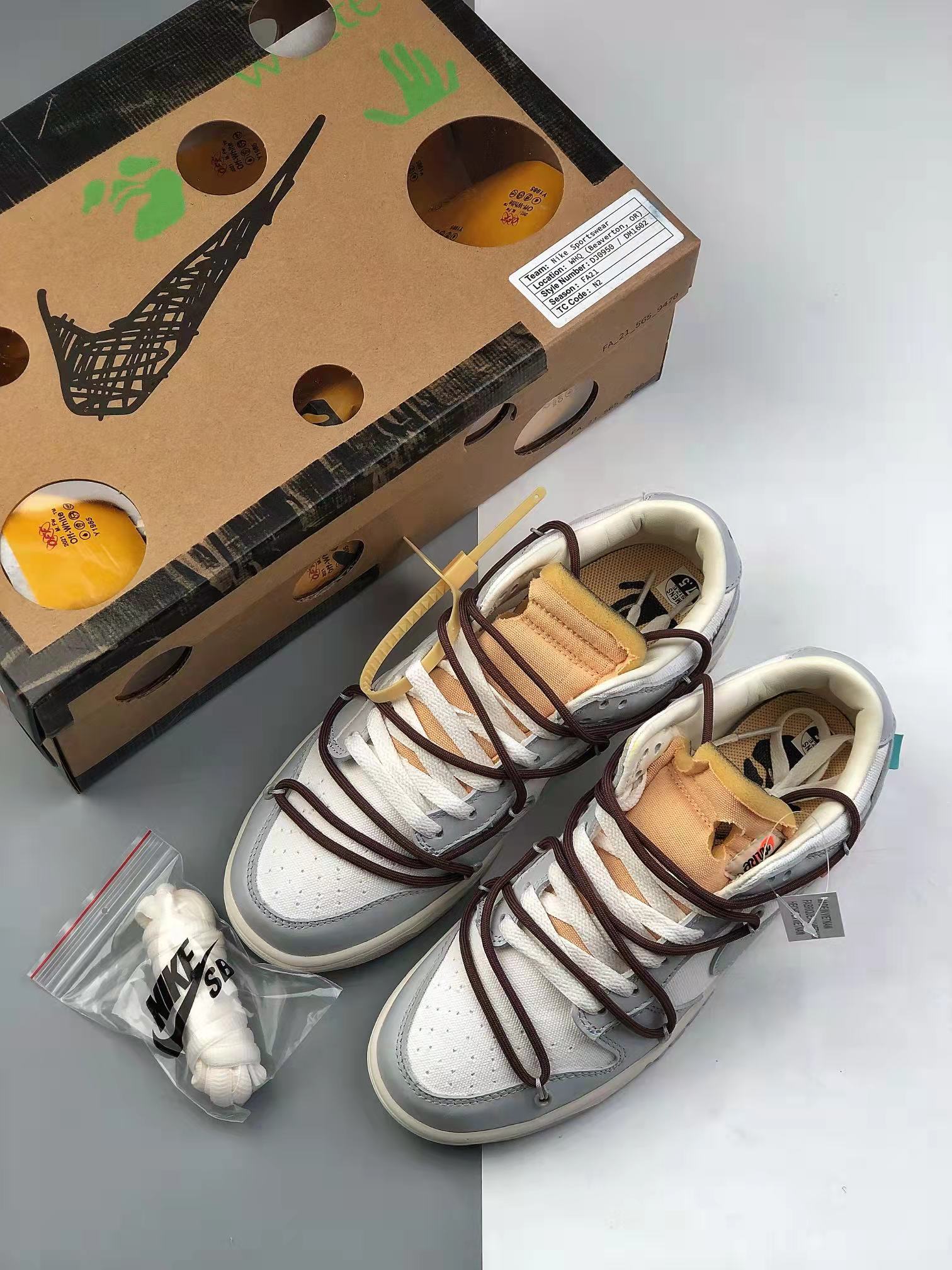 Nike Off-White x Dunk Low 'Lot 46 of 50' DM1602-102 - Limited Edition Collaboration Sneakers