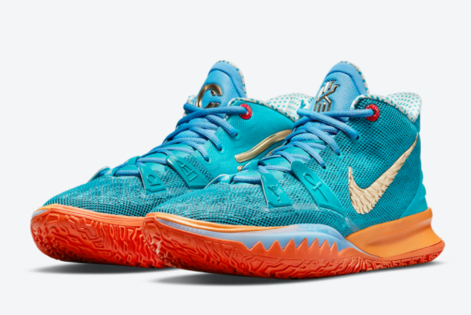 Concepts x Nike Kyrie 7 Teal Blue/Orange-Metallic Gold CT1137-900: Exclusive Collaboration with Striking Colorway Concepts x Nike Kyrie 7 Teal Blue/Orange-Metallic Gold CT1137-900: Exclusive Collaboration with Striking Colorway
