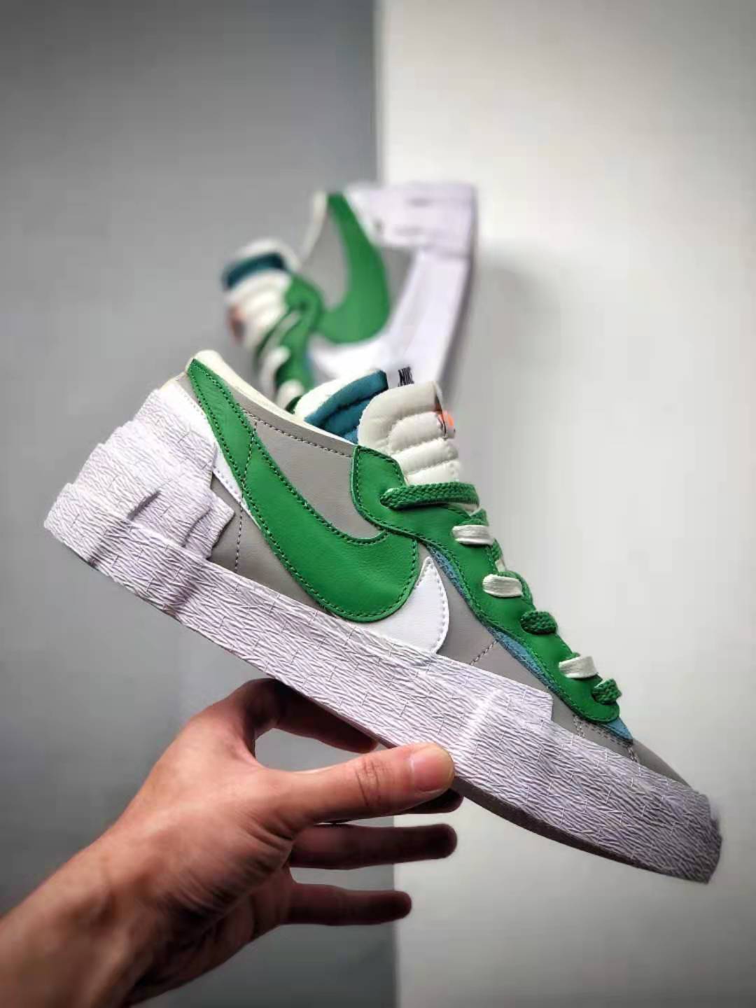 Sacai x Nike SB Blazer Low - Grey/Green/White Colorway | DD1877-001