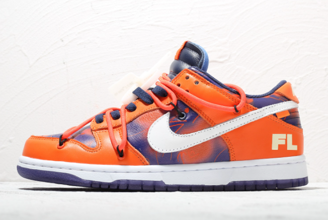 OFF-WHITE x Nike Dunk Low x FL Orange/Navy Blue-White CT0856-801 - Latest Collaboration in Limited Edition Footwear